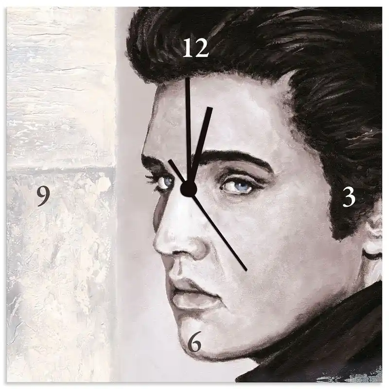 Sofort Bestellen Hollywood Legenden II - Elvis Presley T9QW Wanduhr auf Alu 30x30 cm