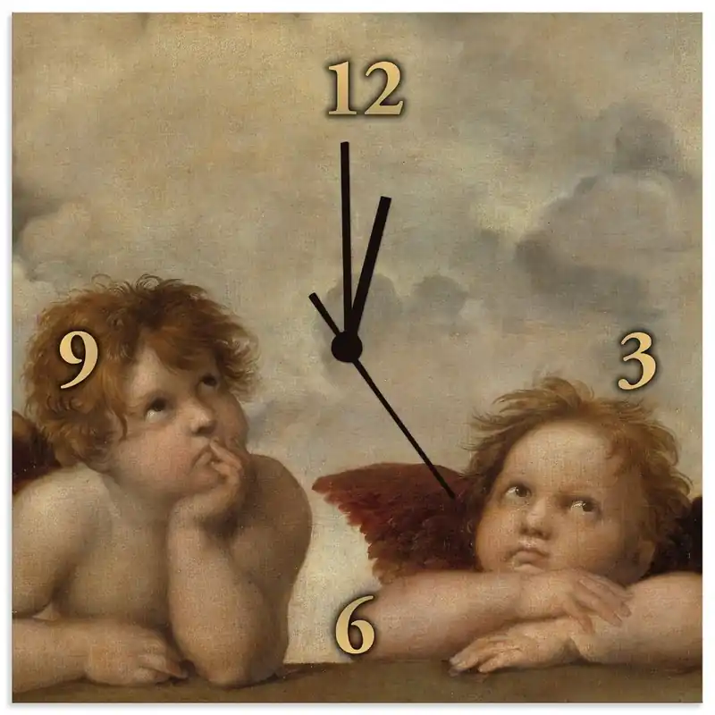 Detail aus Die Sixtinische Madonna. T6PV Wanduhr auf Alu 30x30 cm Top-Angebot