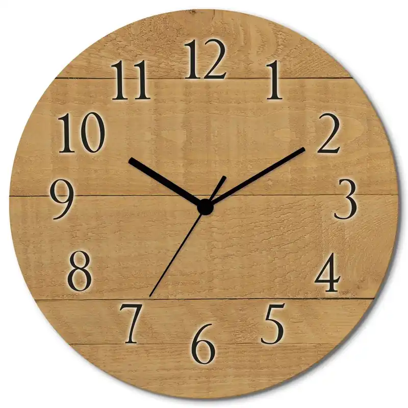 Versand Am Gleichen Tag Holz hell U1UM Wanduhr auf Holz Ø 30 cm