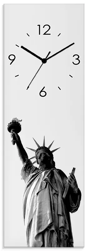 Freiheitsstatue - New York Wanduhr auf Glas 20x60 cm Wochenendangebot