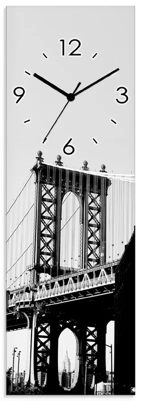 Direktkauf Dumbo Manhattan Bridge New York Wanduhr auf Glas 20x60 cm