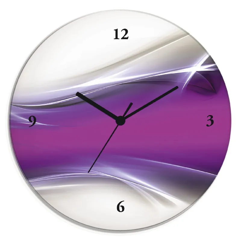 Begrenztes Angebot Kreatives Element Violett Wanduhr auf Glas Ø 30 cm