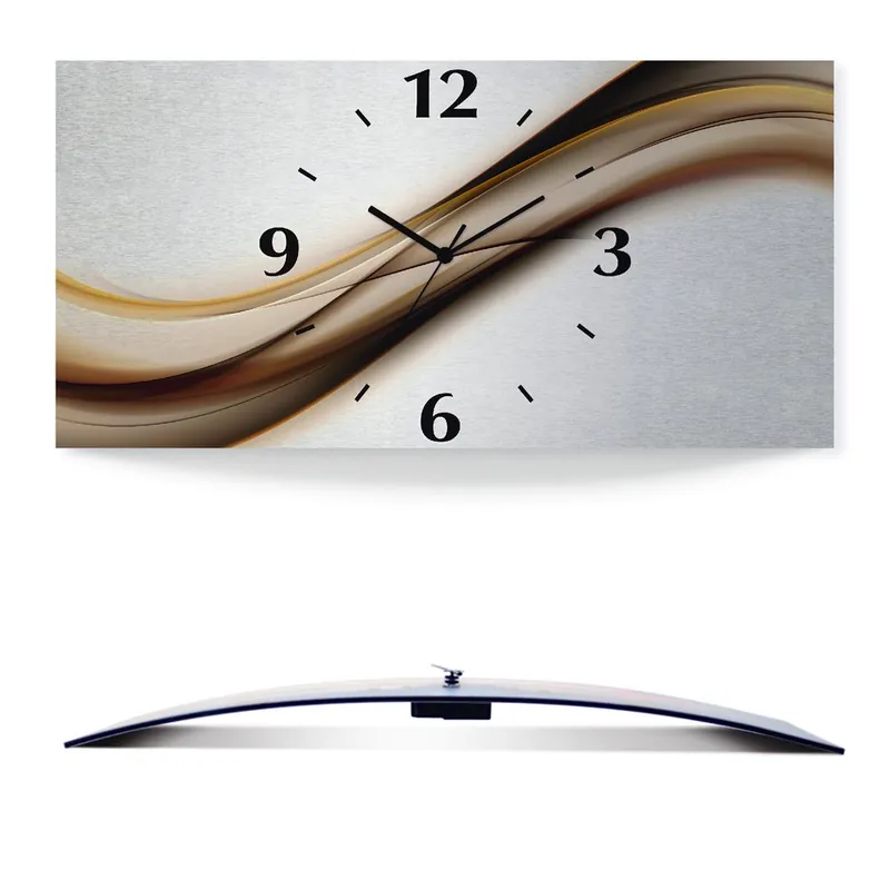 Welle Wanduhr auf Alu, gebogen 50x25 cm Neue Ware