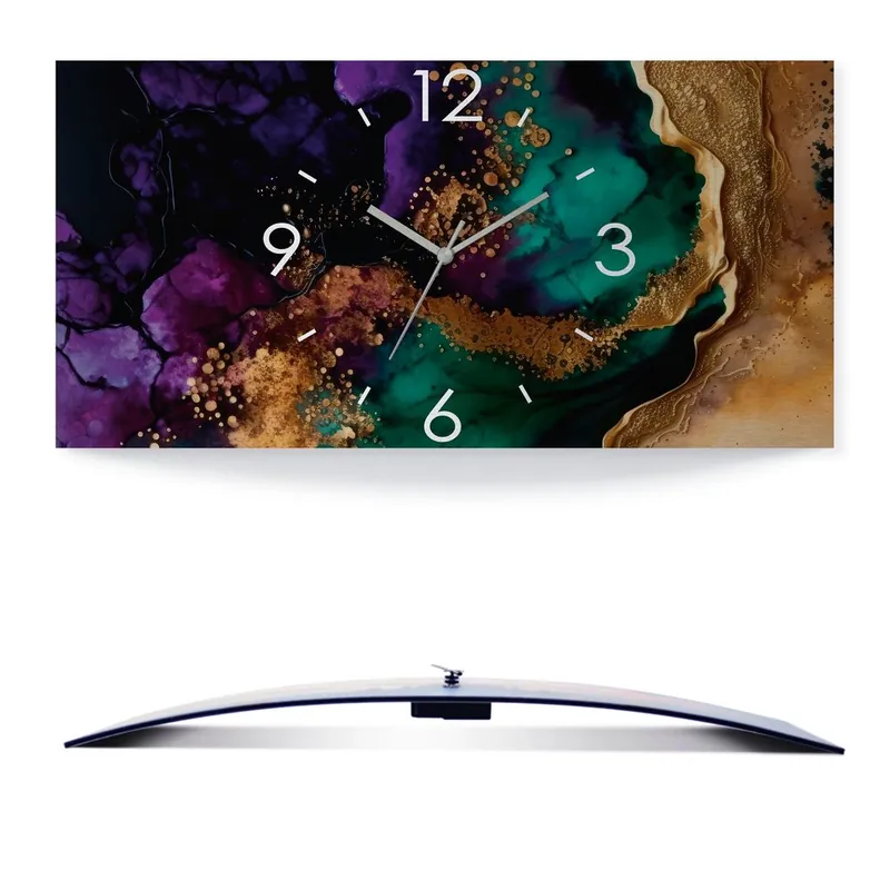 Günstig Mitternachts Marmor Textur U4WD Wanduhr auf Alu, gebogen 50x25 cm