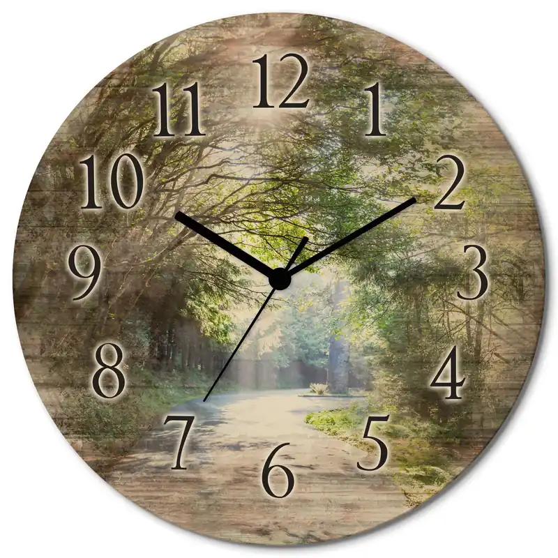 Sonniger Wald U1TD Wanduhr auf Holz Ø 30 cm Solange Der Vorrat Reicht