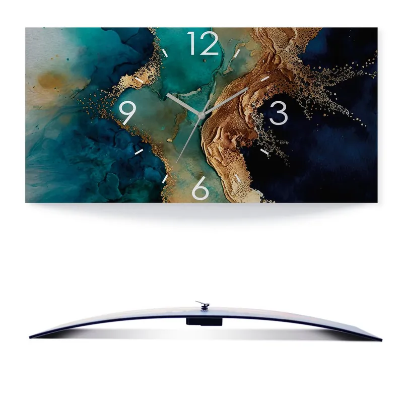 Saisonangebot Marmor Meer U4WC Wanduhr auf Alu, gebogen 50x25 cm