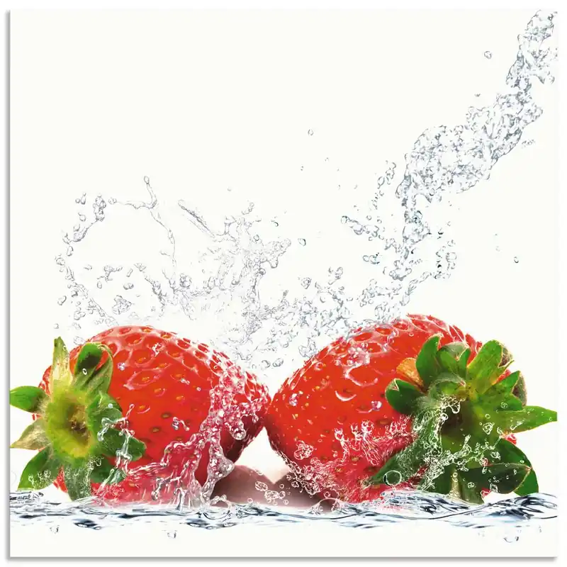 Erdbeeren mit Spritzwasser T5SP Wandbild Geprüft