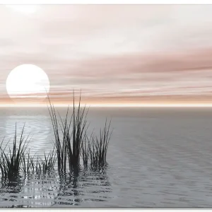 Kracherpreis Sonnenuntergang mit Schilf S5RM Glasbild 60x45 cm