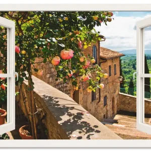 Highlight Rosen auf Balkon Toskana, weiß T5QC Wandbild