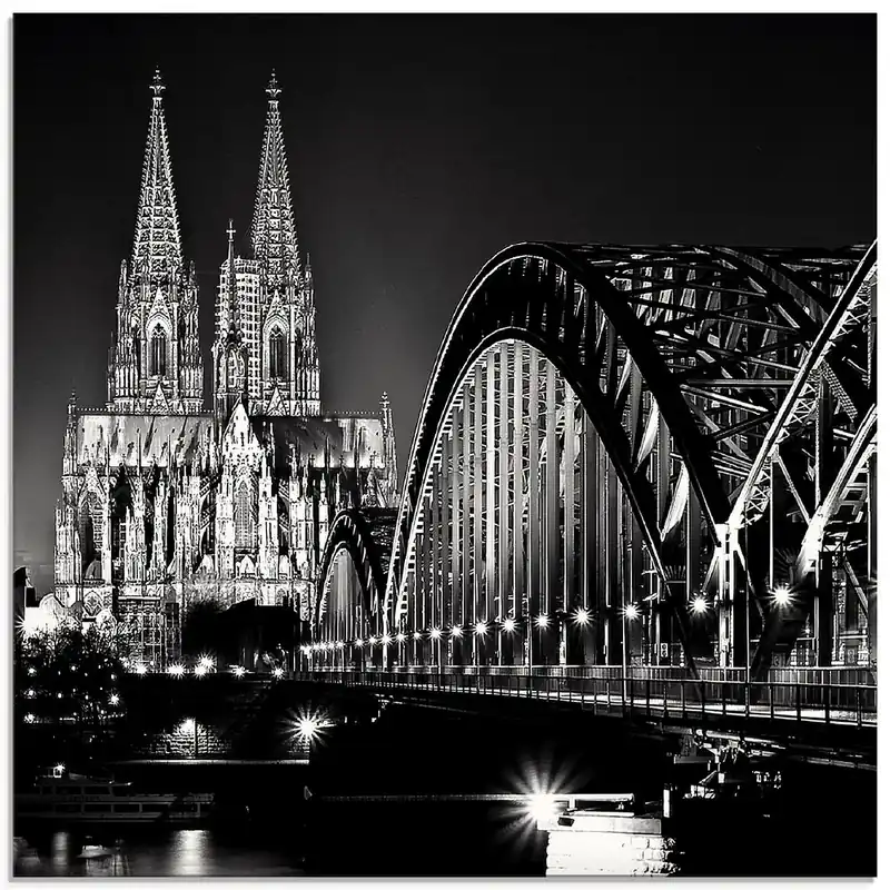Kölner Dom_schwarz-weiß S6TM Glasbild 20x20 cm Günstig
