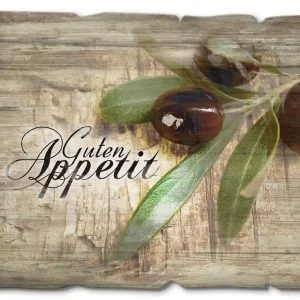 Sichere Zahlung Oliven Guten Appetit H6ZI Holzbild Vintage 40x30 cm