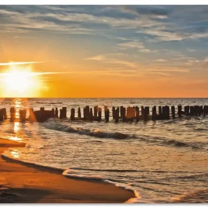 Schöner Sonnenuntergang am Strand T3ZU Wandbild Jetzt Kaufen