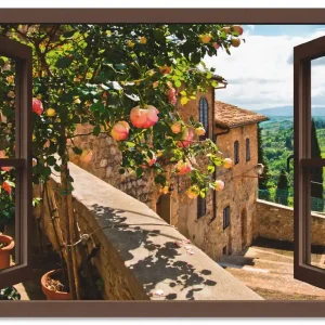 Rosen auf Balkon Toskana, braun T5QB Wandbild Jetzt Bestellen