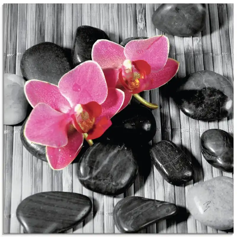 Asiatische Komposition II - Orchideen S7EH Glasbild 20x20 cm Meistverkauft