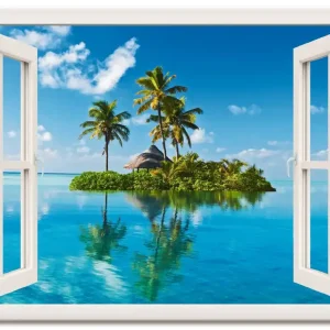 Garantierte Lieferung Fensterblick Insel Palmen Meer T5MZ Wandbild