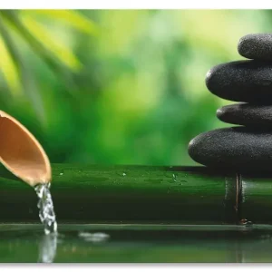 Saisonangebot Bambusbrunnen und Zen-Stein S5YF Wandbild