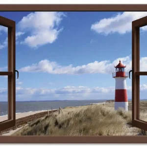 Heißes Angebot Fensterblick - Leuchtturm Sylt, braun T5SC Wandbild