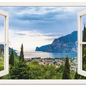 Garantierte Lieferung Gardasee durchs weiße Fenster U1TV Wandbild