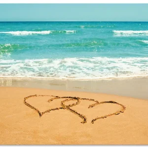 Schnäppchen Herzen im Sand T5OB Wandbild