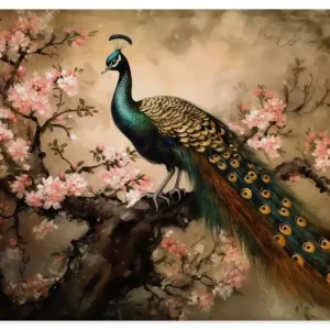 Angebot Pfau und Kirschblüten U4WA Wandbild