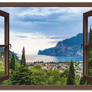 Gardasee durchs braune Fenster U1TU Wandbild Garantierte Lieferung