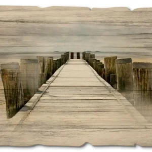 Steg ins Watt T9NK Holzbild Vintage 40x30 cm Wochenendangebot