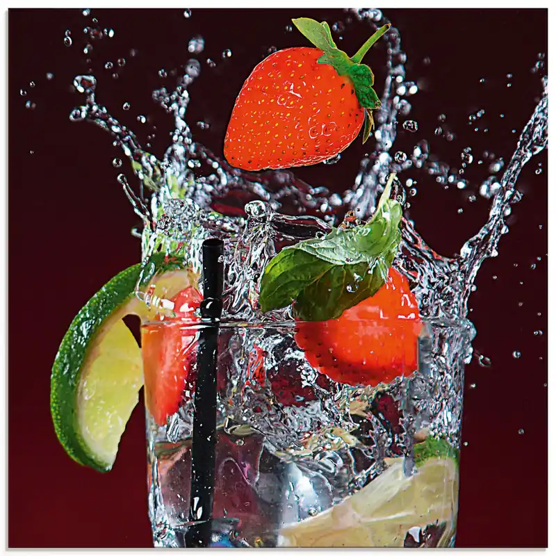Frischer Fruchtcocktail S6BG Glasbild 20x20 cm Rabatt
