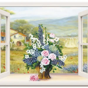 Blumenbouquet am weißen Fenster J4WH Wandbild Markenprodukt
