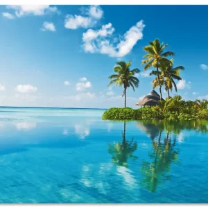Tropisches Paradies - Insel Palmen Meer T5MX Wandbild Super-Preis