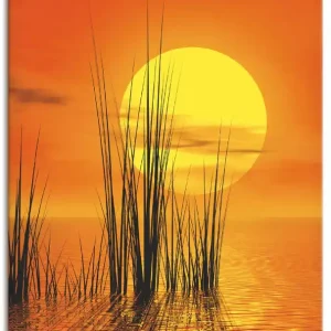 Sonderaktion Sonnenuntergang mit Schilf Q4SF Wandbild
