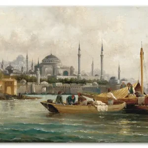 Zertifiziert Handelsschiffe vor Hagia Sophia T6PX Wandbild