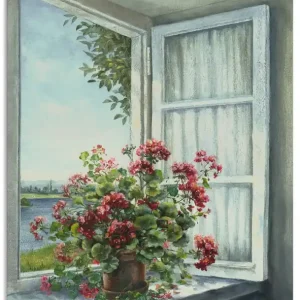 Geranien am Fenster T4DR Wandbild Beliebt