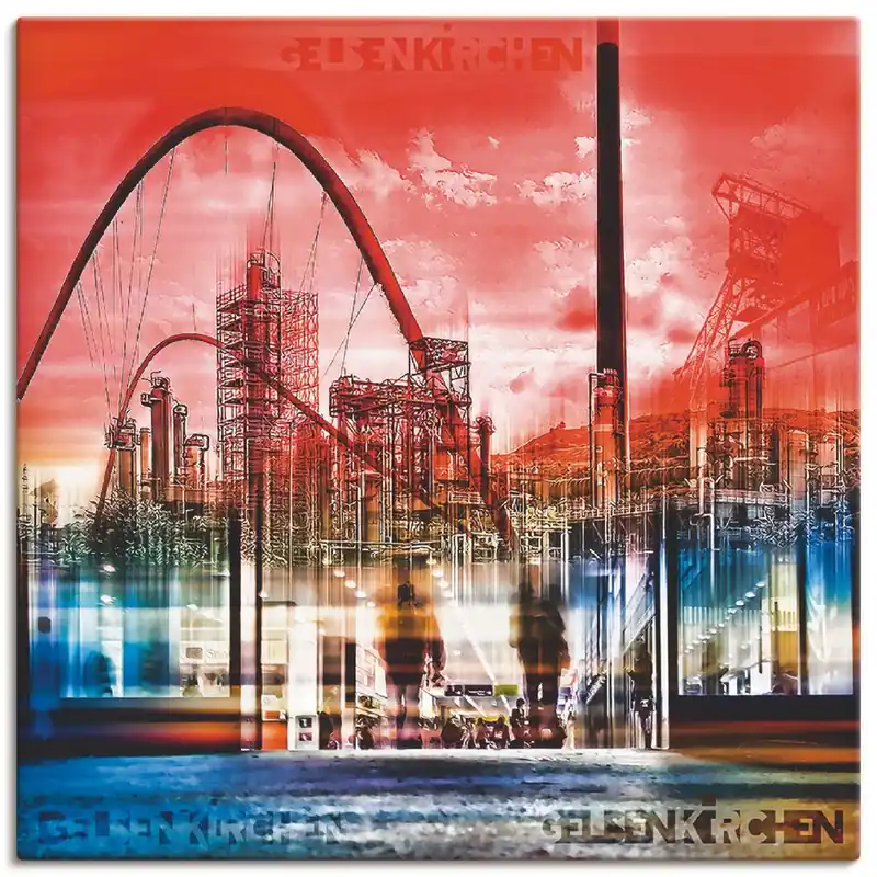 Gelsenkirchen Skyline Collage 01 Q4DL Wandbild Highlight