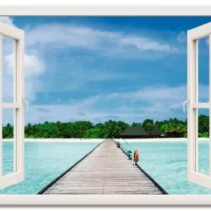 Schnäppchen Fensterblick maledivischen Paradies T6AH Wandbild