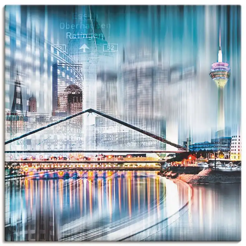 Echt Düsseldorf Collage Skyline 13 Q4DG Wandbild