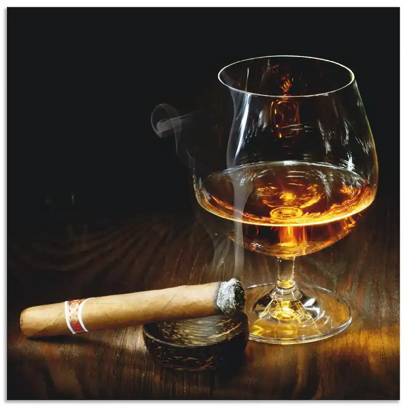 Zigarre und Cognac T5PU Wandbild Expressversand