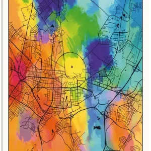 Ausverkauf Retro Karte Karlsruhe Aquarell S9ED Wandbild