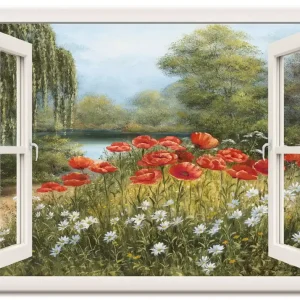 Fensterblick Mohnwiese F7EN Wandbild Günstig