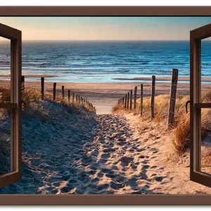 Weg zum Nordseestrand, braun T6BW Wandbild Neuheit