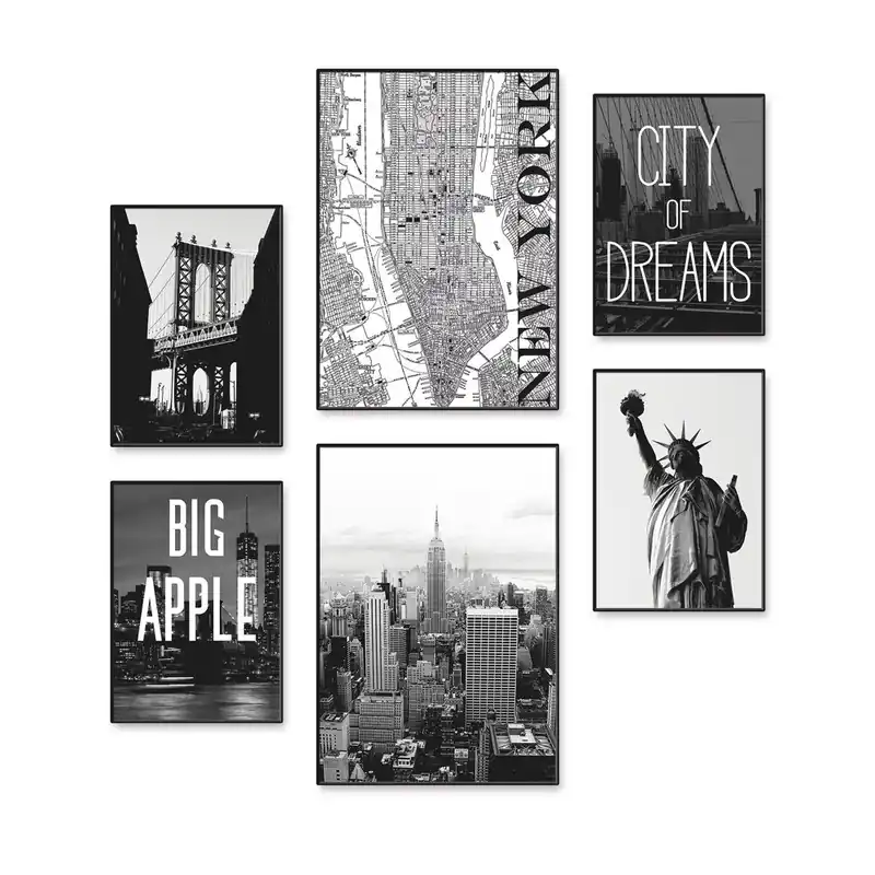 Wahrzeichen von New York U1QL Poster Set 6tlg. 4xDIN A4 / 2xDIN A3 Echt