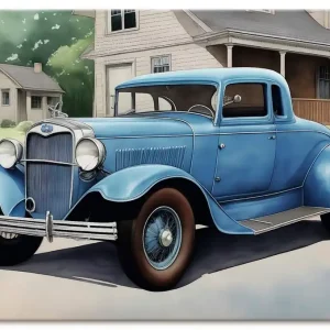 Blauer Oldtimer der 1930er Jahre Wandbild Neuheit