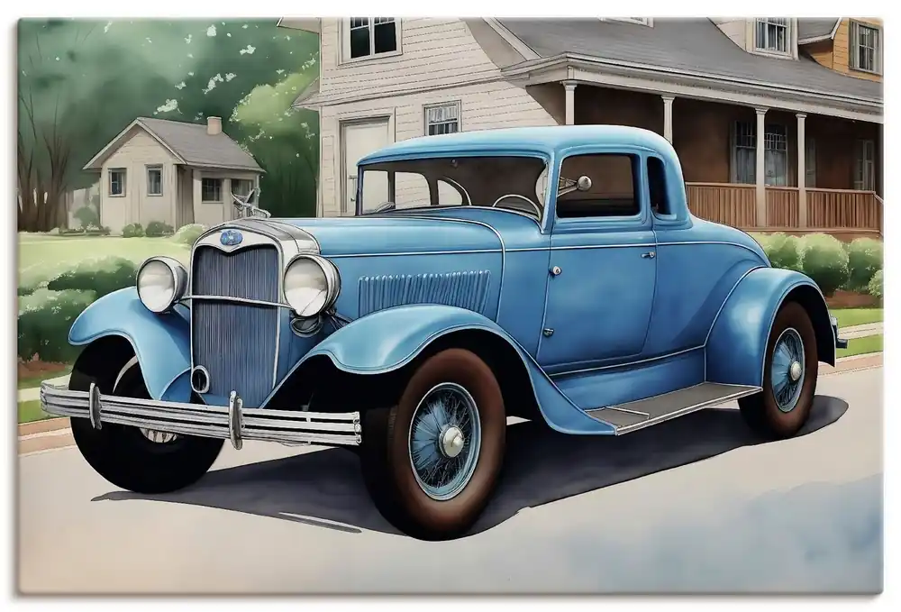 Blauer Oldtimer der 1930er Jahre Wandbild Neuheit