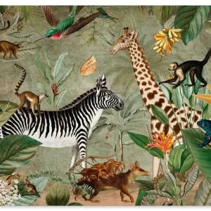 Wilde Tiere im exotischen Regenwald U5GZ Wandbild Billig