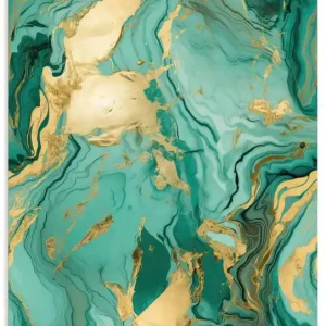 Grün und Gold Marmor Landschaft U4WJ Wandbild Preisknaller
