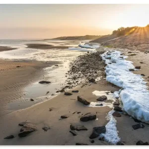 Billig Gefrorenes Watt im Winter auf Sylt U4XS Wandbild