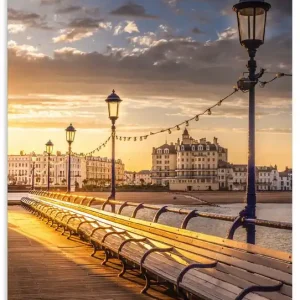 Sonnenuntergang am Pier in England U4NC Wandbild Knallerangebot