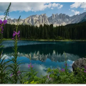 Berge Latemar spiegeln sich im Karersee U3KZ Wandbild Preisreduziert