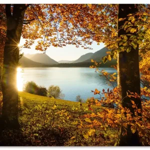 Herbst am Sylvensteinsee U3RL Wandbild Versand Am Gleichen Tag