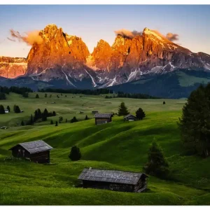 Sonnenuntergang Seiser Alm in Südtirol U3LW Wandbild Nur Heute