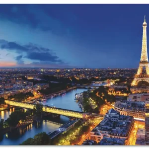 Eiffelturm und Seine am Abend, Paris U2JB Wandbild Mega-Angebot